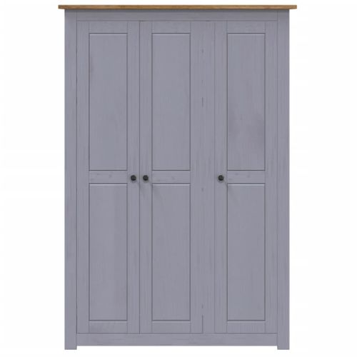 Garde-robe 3 Portes Gris 118x50x171,5 Cm Pin Assortiment Panama Penderie Armoire De Rangement
