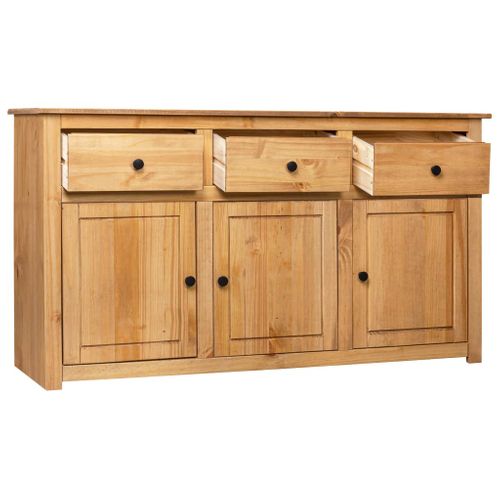 Buffet 135 X 40 X 80 Cm Pin Massif 3 Portes 3 Tiroirs Gamme Panama Couleur Naturelle