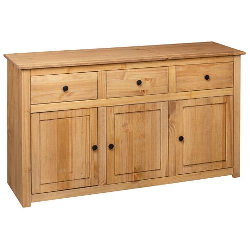Buffet 135 X 40 X 80 Cm Pin Massif 3 Portes 3 Tiroirs Gamme Panama Couleur Naturelle