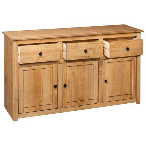 Buffet 135 X 40 X 80 Cm Pin Massif 3 Portes 3 Tiroirs Gamme Panama Couleur Naturelle