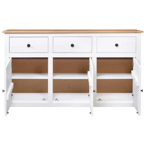 Vidaxl Buffet Blanc 135x40x80 Cm Pin Solide Gamme Panama Armoire Latérale Meuble De Rangement