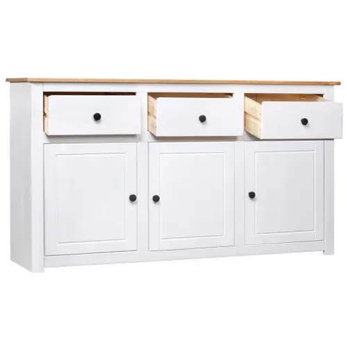 Vidaxl Buffet Blanc 135x40x80 Cm Pin Solide Gamme Panama Armoire Latérale Meuble De Rangement