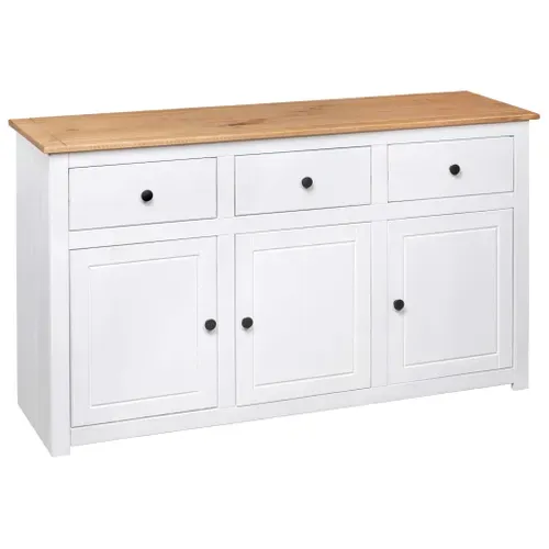 Vidaxl Buffet Blanc 135x40x80 Cm Pin Solide Gamme Panama Armoire Latérale Meuble De Rangement