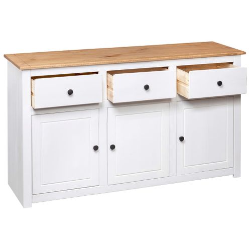 Vidaxl Buffet Blanc 135x40x80 Cm Pin Solide Gamme Panama Armoire Latérale Meuble De Rangement