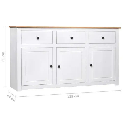 Vidaxl Buffet Blanc 135x40x80 Cm Pin Solide Gamme Panama Armoire Latérale Meuble De Rangement