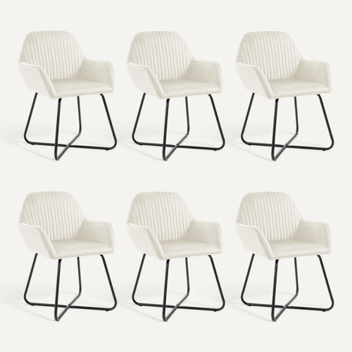 Chaises À Manger Lot De 6 Crème Velours