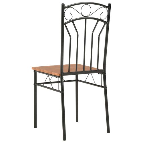 Lot De 6 Chaises À Manger Mdf Marron Avec Structure Acier Noir