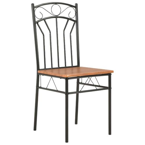 Lot De 6 Chaises À Manger Mdf Marron Avec Structure Acier Noir