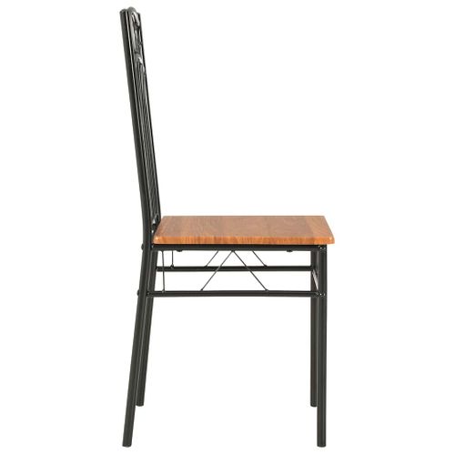 Lot De 6 Chaises À Manger Mdf Marron Avec Structure Acier Noir
