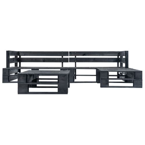 Canapés De Jardin Palette 4 Pièces Noir Bois