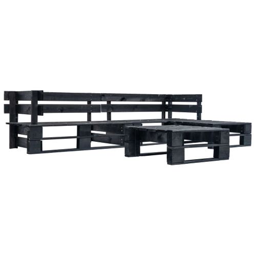 Canapés De Jardin Palette 4 Pièces Noir Bois