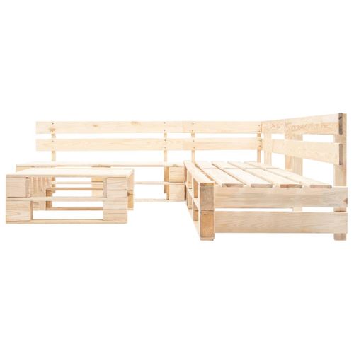 Salon De Jardin Palette 4 PCs Avec Coussins Gris Bois