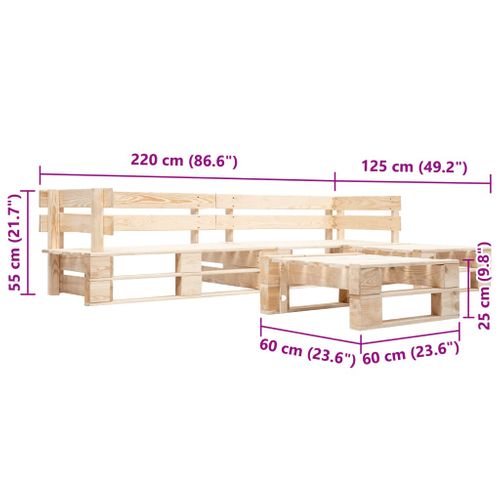 Canapés De Jardin Palette 4 Pièces Naturel Bois