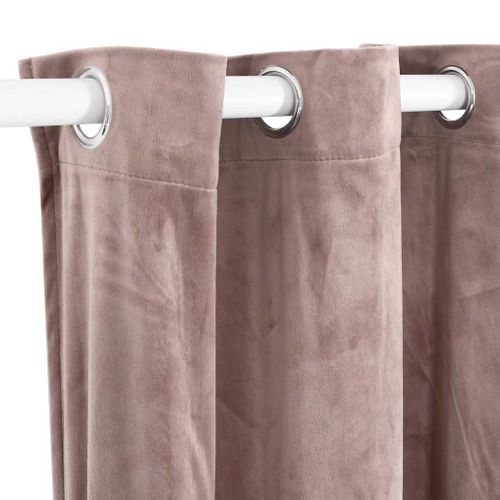 Rideau Occultant Avec Anneaux En Métal Velours Rose 290x245 Cm