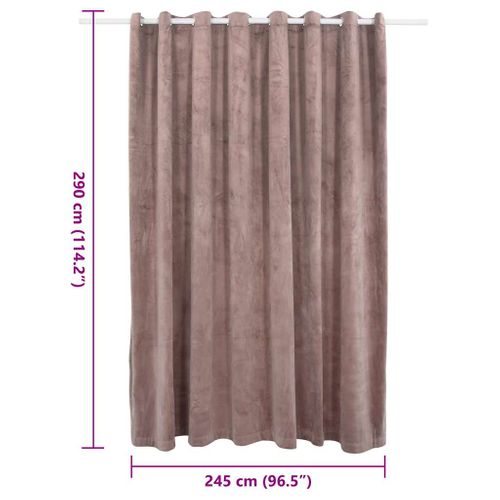 Rideau Occultant Avec Anneaux En Métal Velours Rose 290x245 Cm
