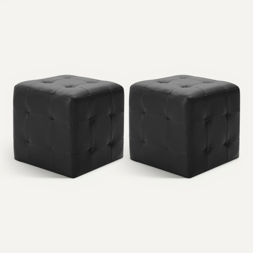 Poufs 2 Pièces Noir 30 X 30 X 30 Cm Simili