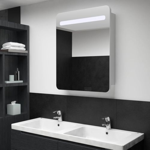 Armoire De Salle De Bain À Miroir LED 60x11x80 Cm éclairage Intégré