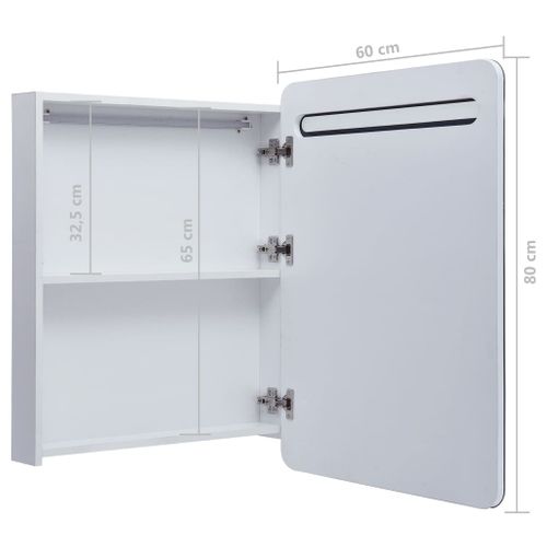 Armoire De Salle De Bain À Miroir LED 60x11x80 Cm éclairage Intégré