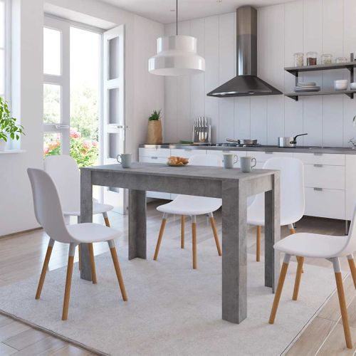 Table À Manger Rectangulaire 120 X 60 X 76 Cm, En Bois Contreplaqué Gris Béton