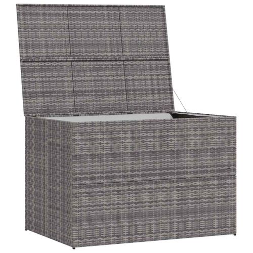 Coffre De Rangement De Jardin 150x100x100 Cm Poly Rotin Gris Cadre En Acier Doublure Zippée