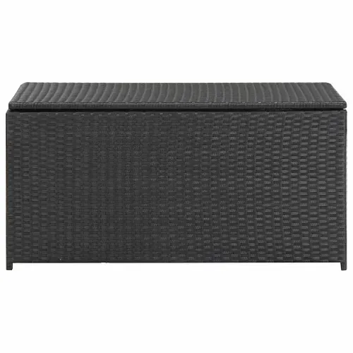 Vidaxl Boîte De Rangement De Jardin Résine Tressée 100x50x50 Cm Noir Coffre De Stockage Terrasse