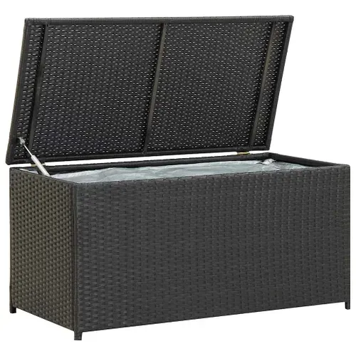 Vidaxl Boîte De Rangement De Jardin Résine Tressée 100x50x50 Cm Noir Coffre De Stockage Terrasse