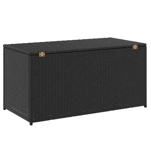 Vidaxl Boîte De Rangement De Jardin Résine Tressée 100x50x50 Cm Noir Coffre De Stockage Terrasse