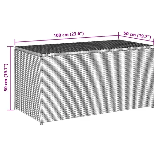Vidaxl Boîte De Rangement De Jardin Résine Tressée 100x50x50 Cm Noir Coffre De Stockage Terrasse
