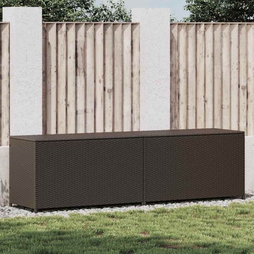 Vidaxl Boîte De Rangement De Jardin Résine Tressée 200x50x60 Cm Marron Coffre De Stockage Terrasse