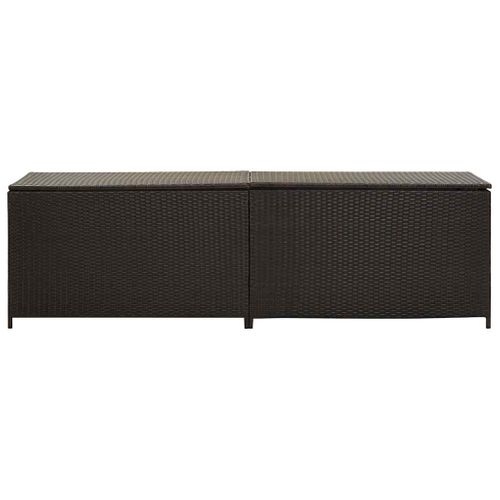 Vidaxl Boîte De Rangement De Jardin Résine Tressée 200x50x60 Cm Marron Coffre De Stockage Terrasse