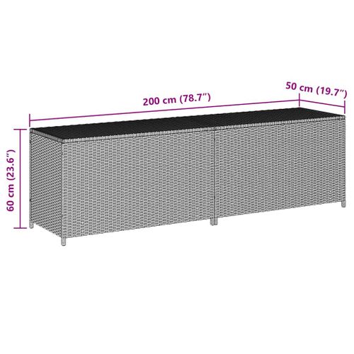 Vidaxl Boîte De Rangement De Jardin Résine Tressée 200x50x60 Cm Marron Coffre De Stockage Terrasse