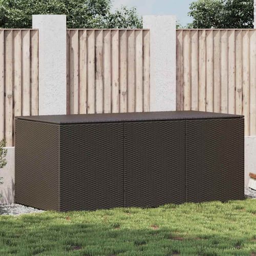 Boîte De Rangement De Jardin Résine Tressée 180x90x70 Cm Marron Grand Espace De Stockage