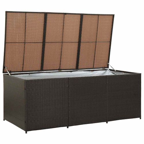 Boîte De Rangement De Jardin Résine Tressée 180x90x70 Cm Marron Grand Espace De Stockage
