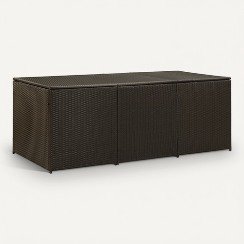 Boîte De Rangement De Jardin Résine Tressée 180x90x70 Cm Marron Grand Espace De Stockage