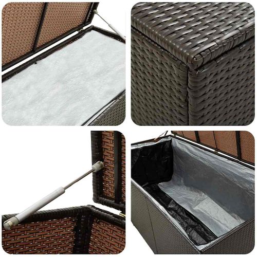 Boîte De Rangement De Jardin Résine Tressée 180x90x70 Cm Marron Grand Espace De Stockage