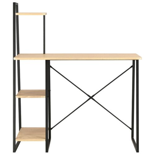 Bureau Avec Étagère Noir Et Chêne 102x50x117 Cm