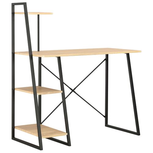Bureau Avec Étagère Noir Et Chêne 102x50x117 Cm