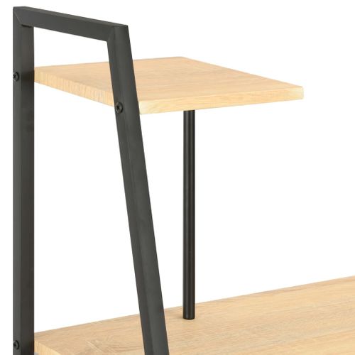 Bureau Avec Étagère Noir Et Chêne 102x50x117 Cm