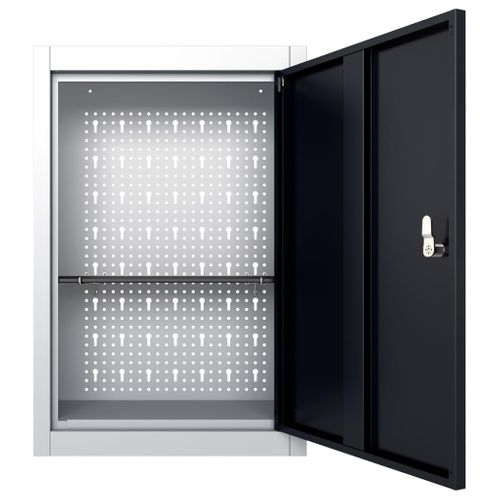 Armoire à Outils Murale Style Industriel Métal Gris Et Noir