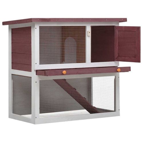 Clapier Pour Lapin Avec Plateau Amovible et Verrou Coulissant 1 Porte Bois Marron