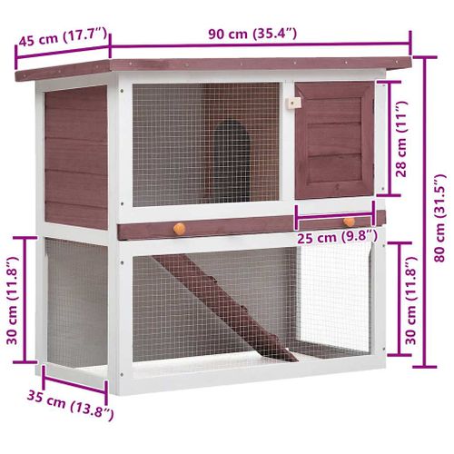 Clapier Pour Lapin Avec Plateau Amovible et Verrou Coulissant 1 Porte Bois Marron