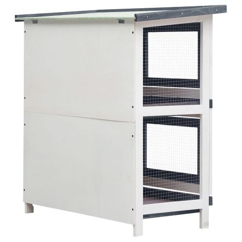 Clapier Pour Lapin Avec Maille Et Toit En Asphalte Multi-niveaux 4 Portes Bois Anti-fuite