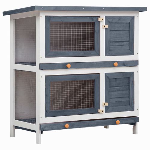 Clapier Pour Lapin Avec Maille Et Toit En Asphalte Multi-niveaux 4 Portes Bois Anti-fuite