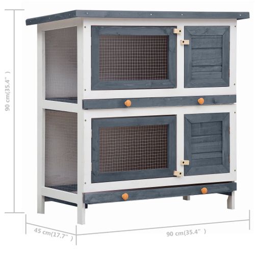 Clapier Pour Lapin Avec Maille Et Toit En Asphalte Multi-niveaux 4 Portes Bois Anti-fuite