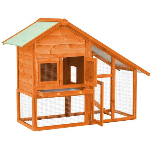 Clapier Pour Lapin Avec Toit Imperméable Et Plateau Amovible 140x63x120cm Bois De Sapin Solide