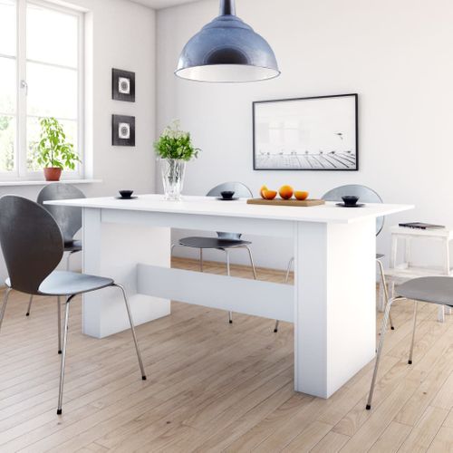 Table À Manger Blanc 180x90x76 Cm Bois Contreplaqué