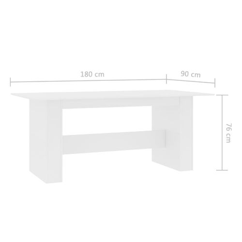 Table À Manger Blanc 180x90x76 Cm Bois Contreplaqué