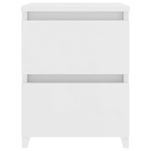 Table De Chevet Avec 2 Tiroirs Blanc 30x30x40 Cm Bois Contreplaqué Armoire De Nuit Chambre