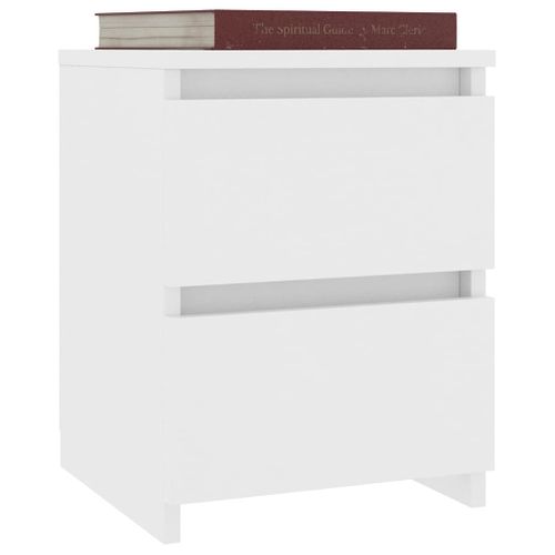 Table De Chevet Avec 2 Tiroirs Blanc 30x30x40 Cm Bois Contreplaqué Armoire De Nuit Chambre