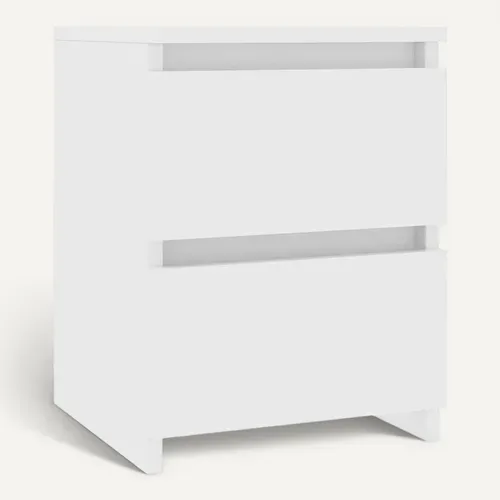 Table De Chevet Avec 2 Tiroirs Blanc 30x30x40 Cm Bois Contreplaqué Armoire De Nuit Chambre